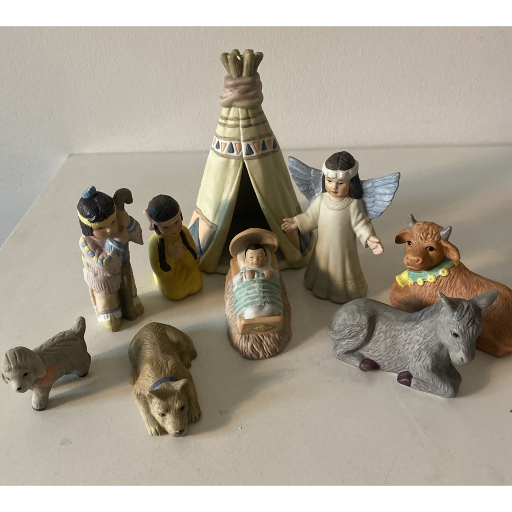 Vintage Native American Nativity Scene House of Lloyd Christmas Figurine 1992